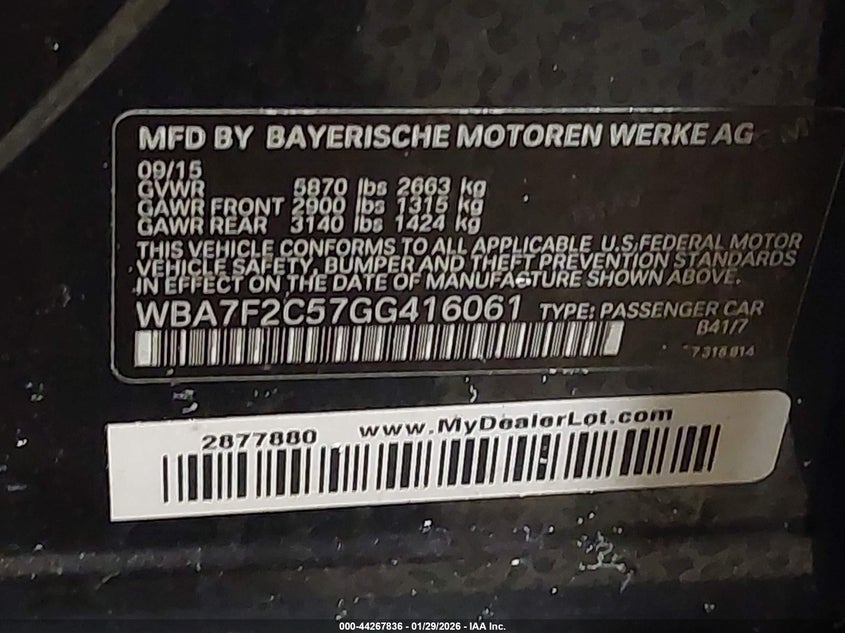 2016 BMW 7ER SEDAN 4.4L V-8 DI, DOHC, VVT, TURBO, 445HP