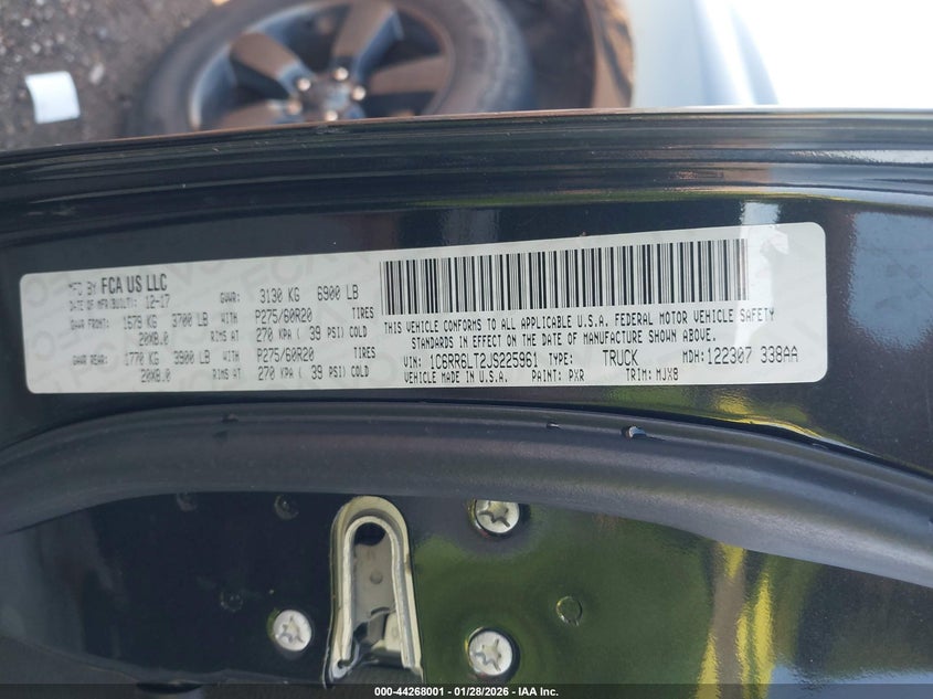 2018 Ram 1500 Lone Star 4X2 5'7 Box VIN: 1C6RR6LT2JS225961 Lot: 44268001