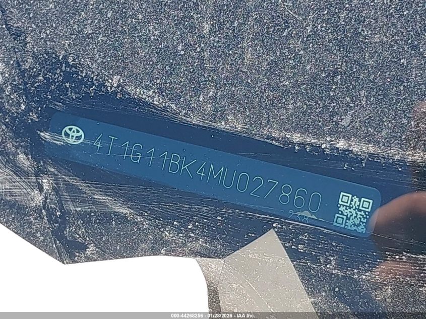 2021 Toyota Camry Se Awd VIN: 4T1G11BK4MU027860 Lot: 44268256