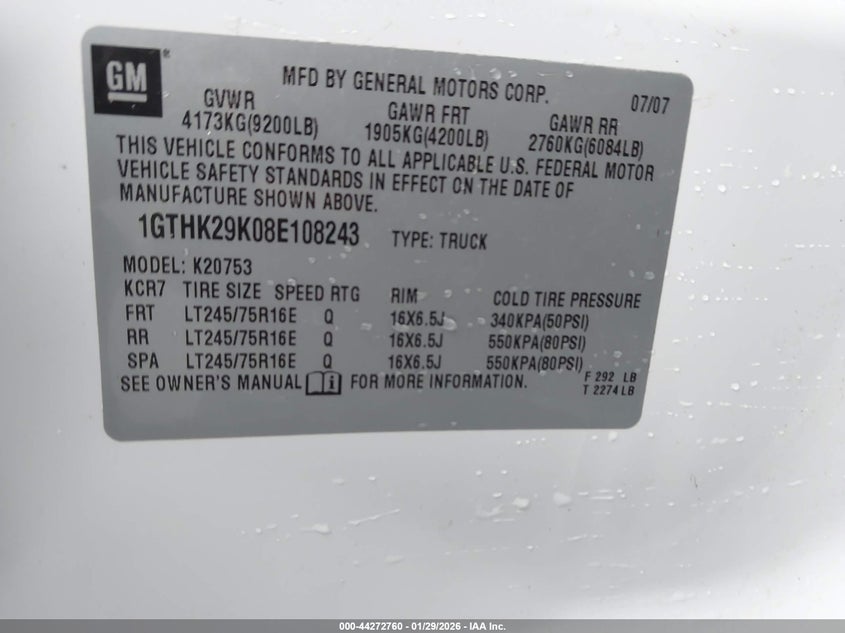 2008 GMC Sierra 2500Hd Sle1 VIN: 1GTHK29K08E108243 Lot: 44272760