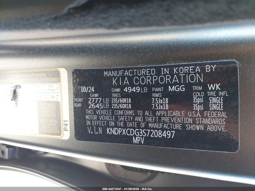2025 KIA SPORTAGE HYBRID 1.6L I-4 DI, DOHC, V(VIN: KNDPXCDG3S7208497