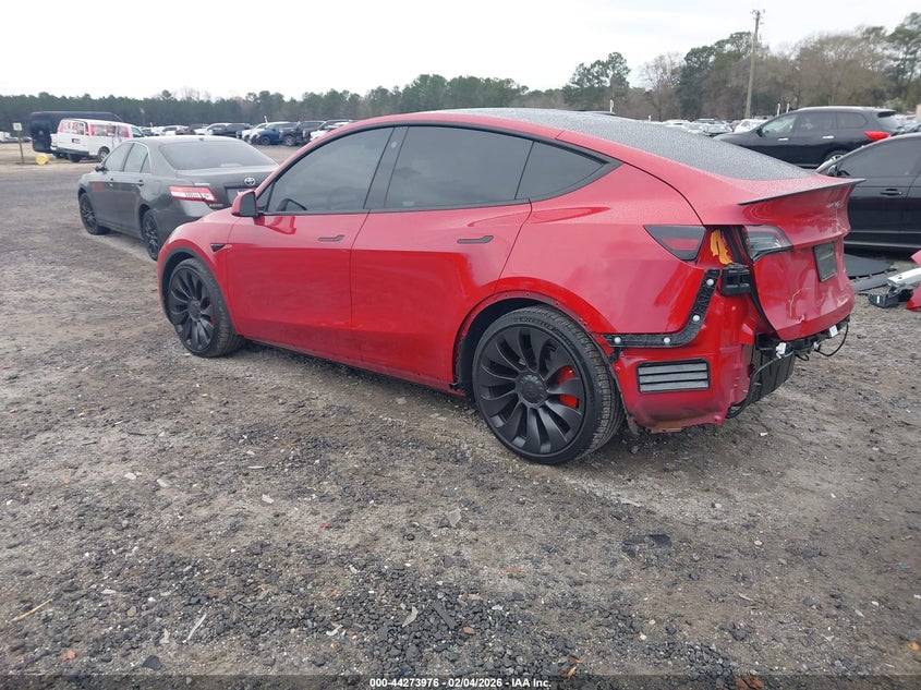 2023 Tesla Model y Performance Dual Motor All-Wheel Drive red Lot 111044273976 Vin 7SAYGDEFXPF761491