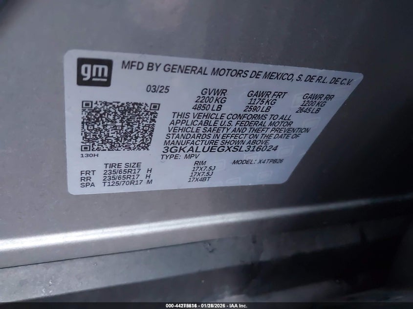 VIN 3GKALUEGXSL316024 2025 GMC TERRAIN AWD ELEVATION