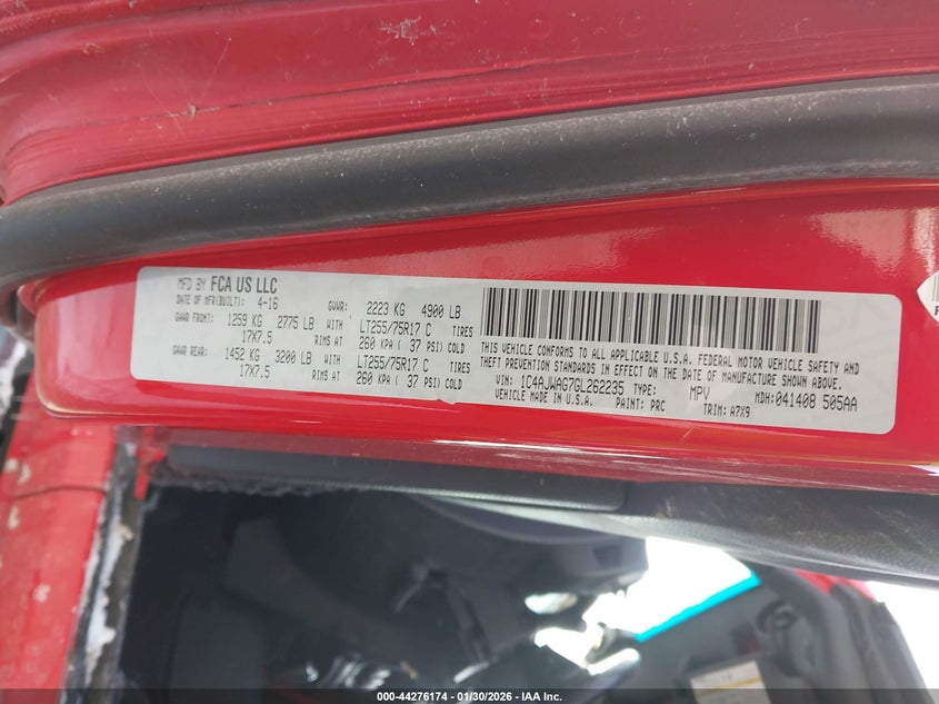 2016 Jeep Wrangler Willys Wheeler VIN: 1C4AJWAG7GL262235 Lot: 44276174