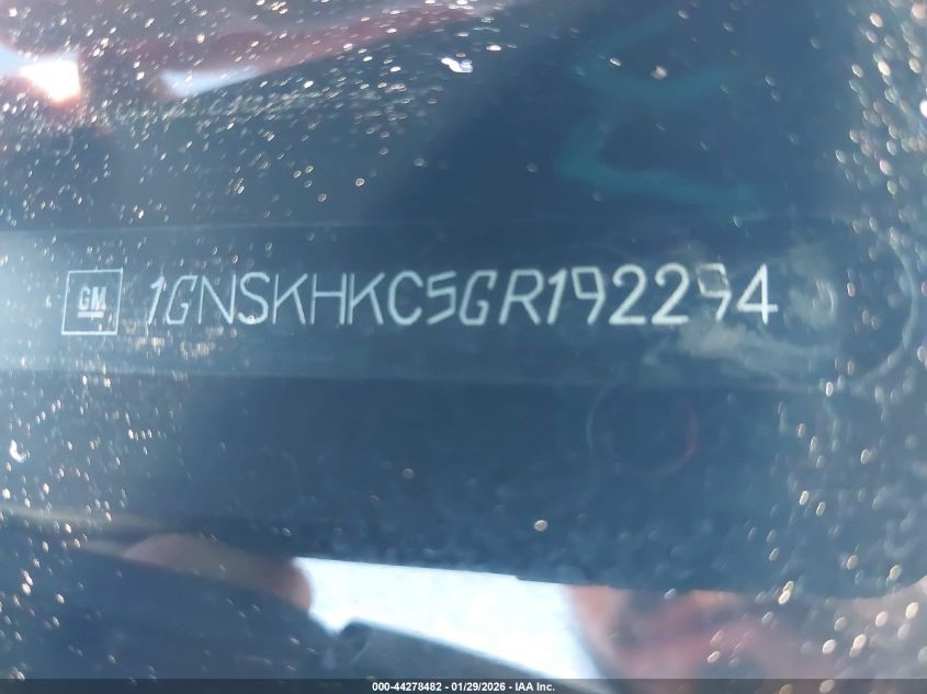 2016 Chevrolet Suburban Lt VIN: 1GNSKHKC5GR192294 Lot: 44278482