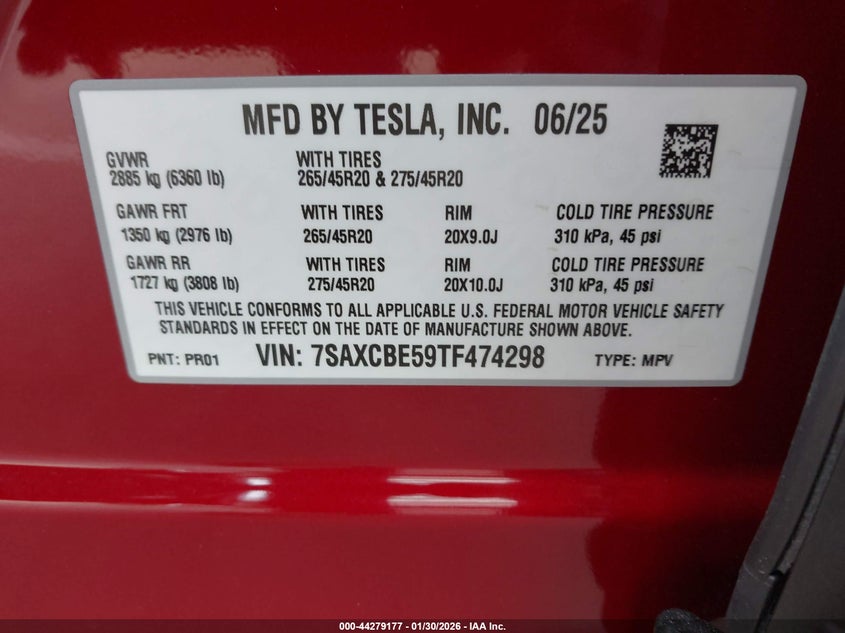 VIN: 7SAXCBE59TF474298 2026 TESLA MODEL X ALL-WHEEL DRIVE