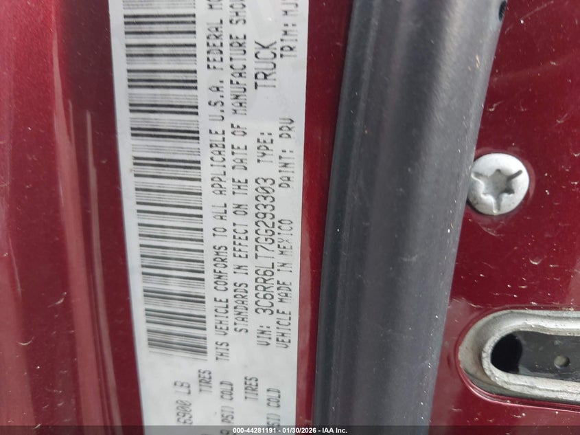 2016 Ram 1500 Big Horn VIN: 3C6RR6LT7GG293303 Lot: 44281191