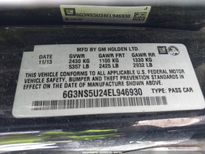 2014 Chevrolet Caprice Police VIN: 6G3NS5U24EL946930 Lot: 44282606