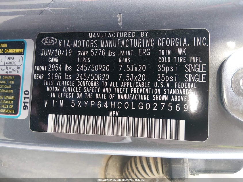 2020 Kia Telluride S VIN: 5XYP64HC0LG027569 Lot: 44283125