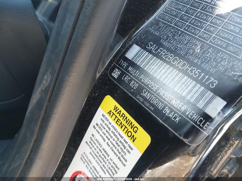 2013 Land Rover Lr2 VIN: SALFR2BG0DH351173 Lot: 44283501