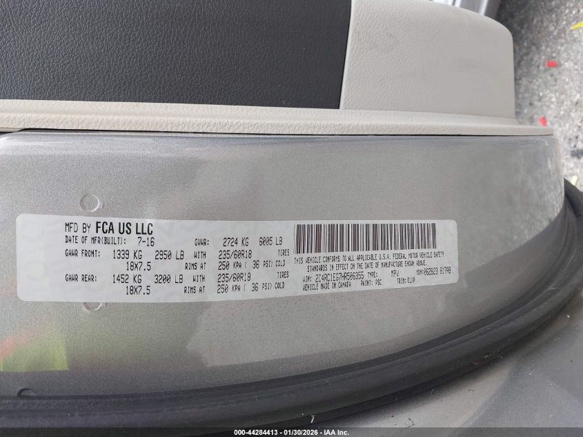 2017 Chrysler Pacifica Touring-L Plus VIN: 2C4RC1EG7HR506355 Lot: 44284413