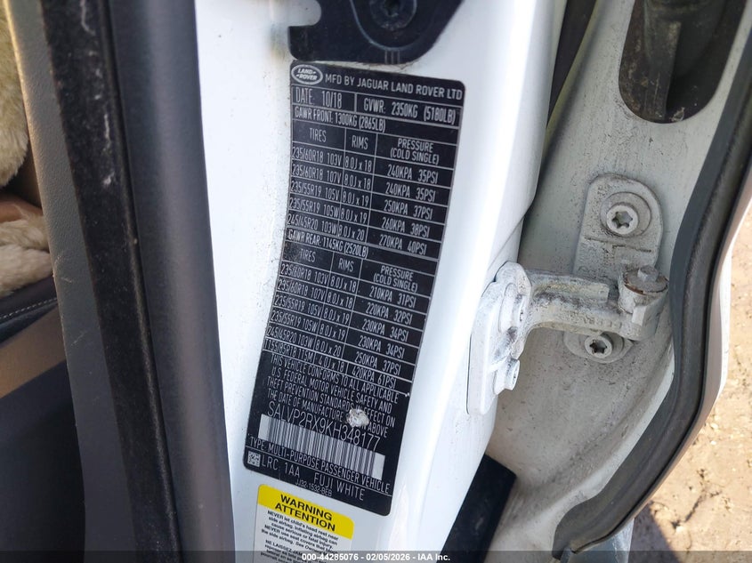 2019 Land Rover Range Rover Evoque Se/Se Premium VIN: SALVP2RX9KH348177 Lot: 44285076