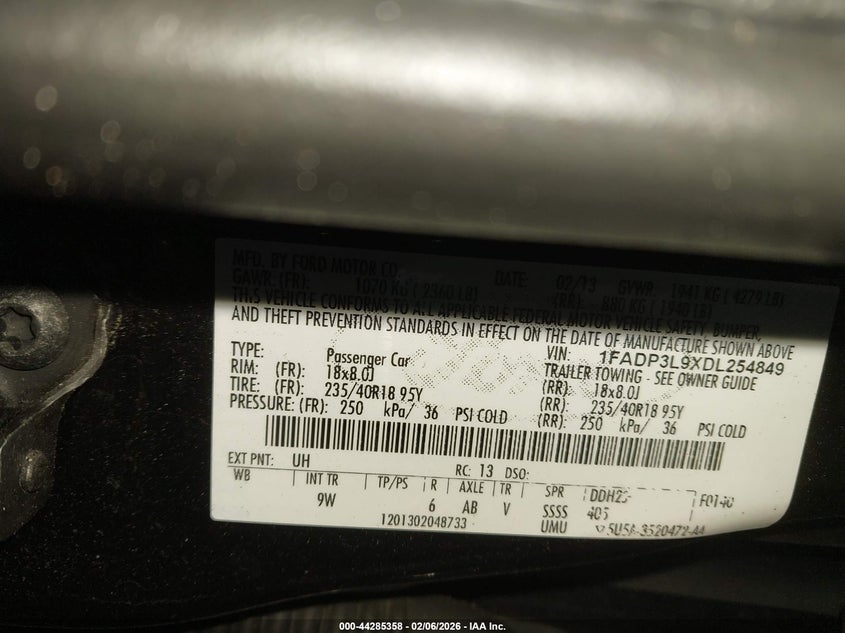 2013 Ford Focus St VIN: 1FADP3L9XDL254849 Lot: 44285358