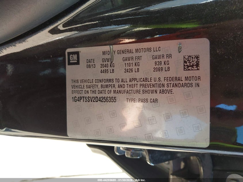 2013 Buick Verano Premium Group VIN: 1G4PT5SV2D4256355 Lot: 44285689