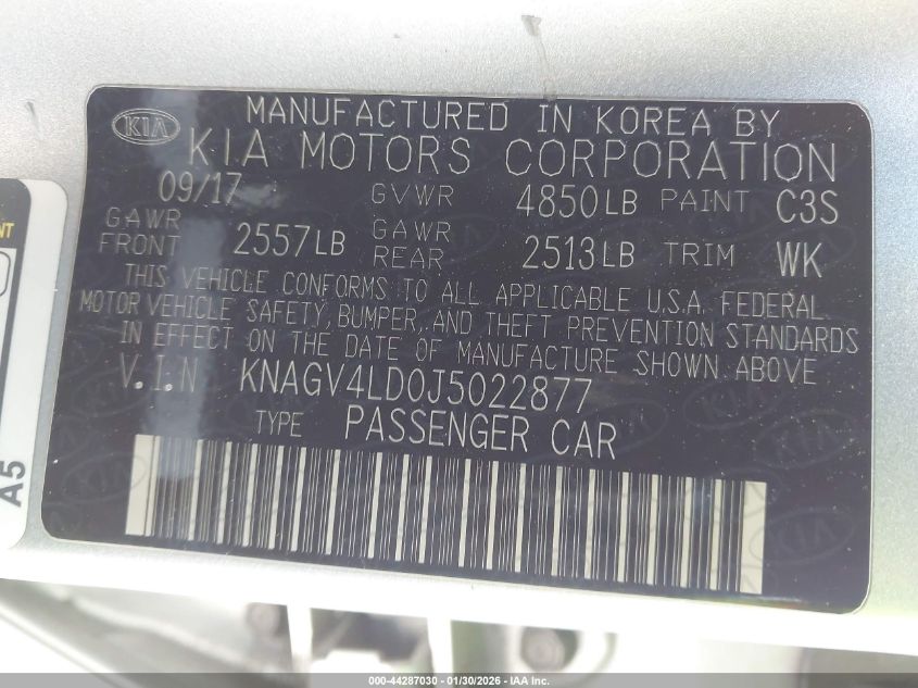 2018 Kia Optima Plug-In Hybrid Ex VIN: KNAGV4LD0J5022877 Lot: 44287030