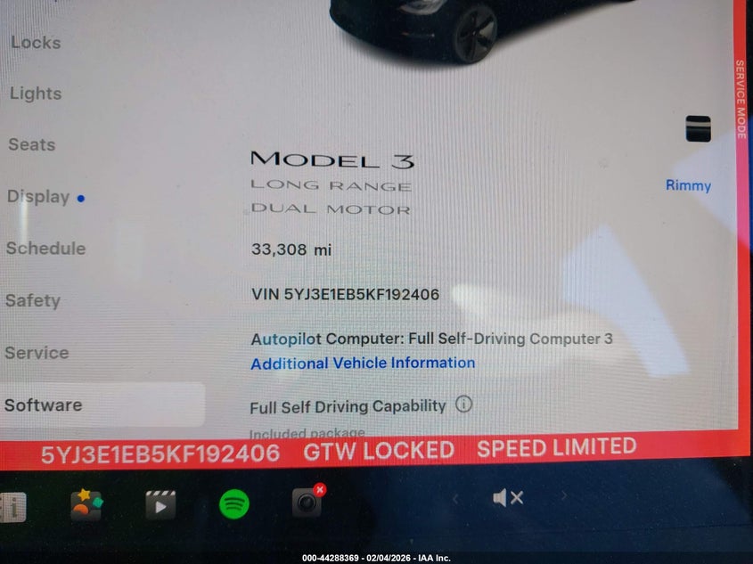 VIN 5YJ3E1EB5KF192406 2019 TESLA MODEL 3 LONG RANGE/PERFORMANCE
