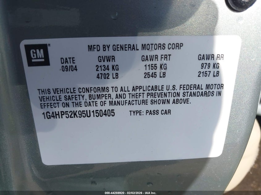 2005 BUICK LESABRE SEDAN 3.8L V-6 205HP
