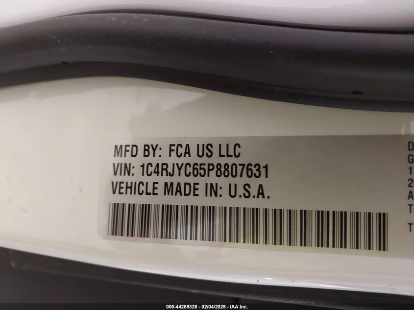 VIN 1C4RJYC65P8807631 2023 JEEP GRAND CHEROKEE 4XE TRAILHAWK