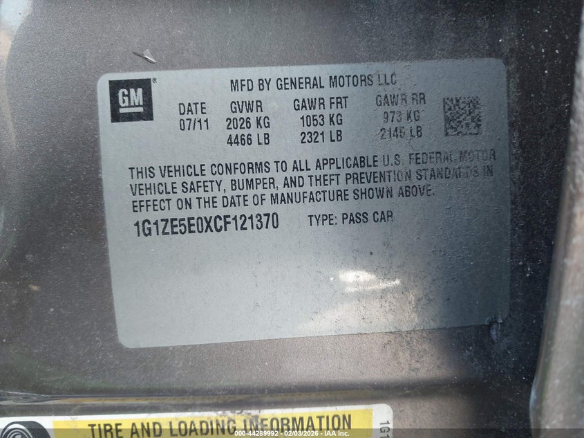 2012 Chevrolet Malibu 1Lz