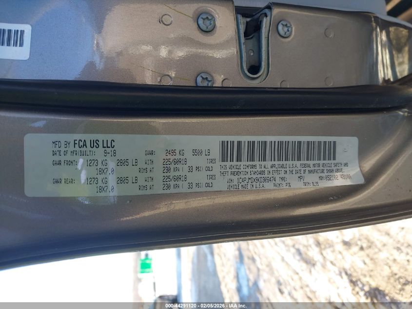 2019 Jeep Cherokee Limited 4X4 VIN: 1C4PJMDX9KD306474 Lot: 44291120