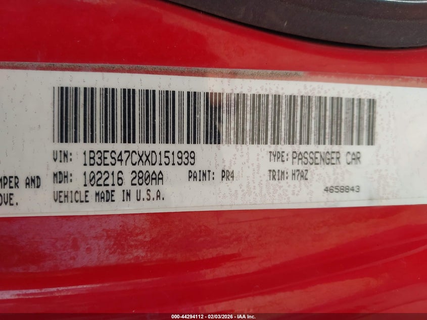 1999 Dodge Neon Highline VIN: 1B3ES47CXXD151939 Lot: 44294112