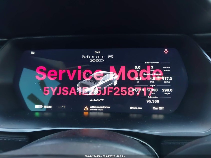 2018 Tesla Model S 100D/75D/P100D VIN: 5YJSA1E25JF258717 Lot: 44294580