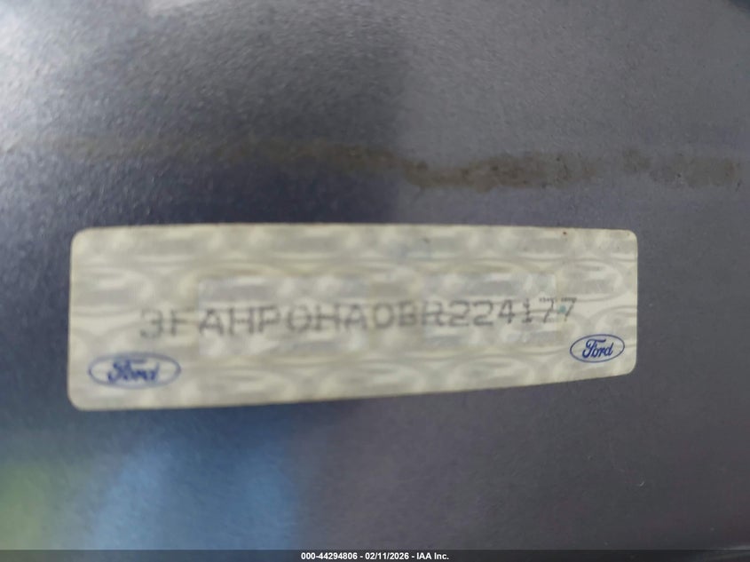 2011 Ford Fusion Se VIN: 3FAHP0HA0BR224177 Lot: 44294806