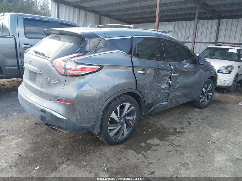 Vin: 5n1az2mh4gn160266, lot: 44791586, nissan murano platinum 20164
