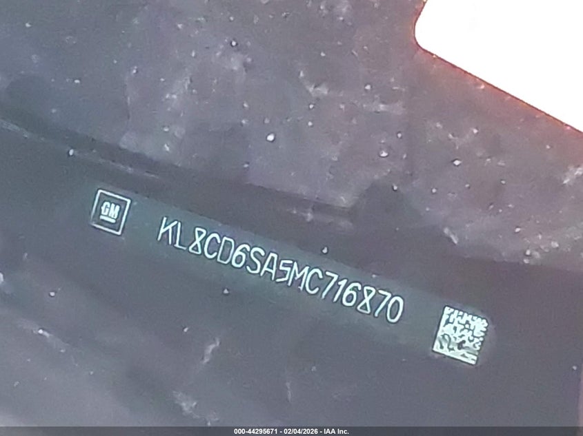 2021 Chevrolet Spark Fwd 1Lt Automatic VIN: KL8CD6SA5MC716870 Lot: 44295671