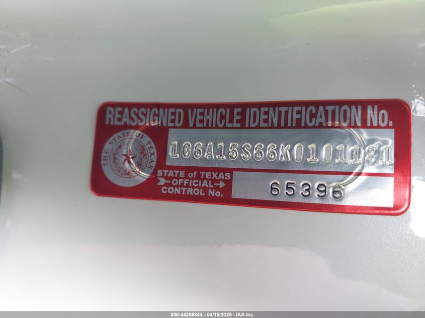 2019 Cadillac Cts-V VIN: 1G6A15S66K0101131 Lot: 44296844