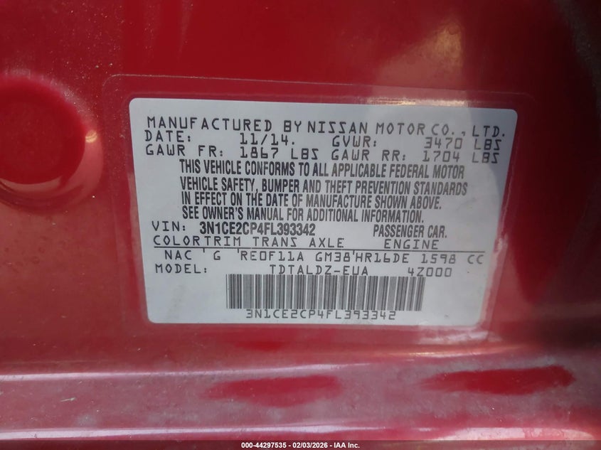 2015 Nissan Versa Note Sv #9