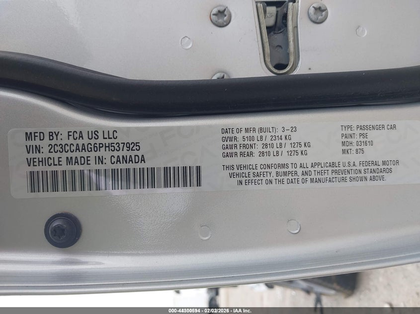 2023 CHRYSLER 300 SEDAN 3.6L V-6 DOHC, VVT, 292HP
