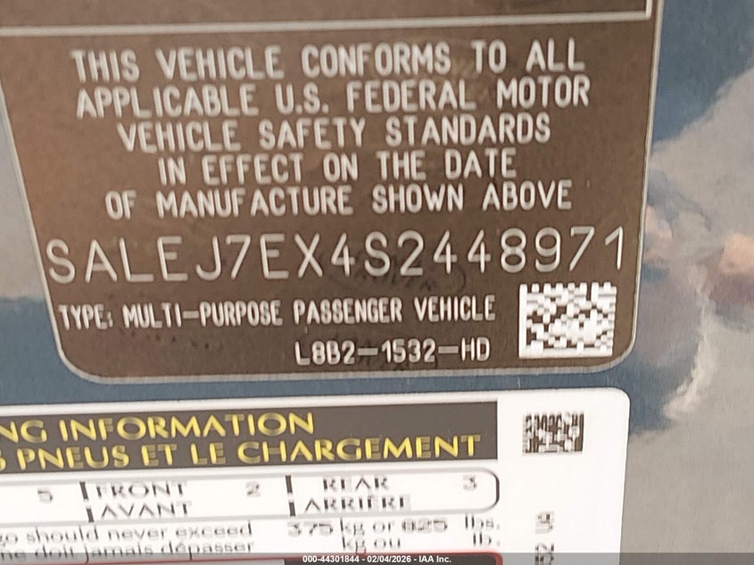 2025 Land Rover Defender 110 P300 VIN: SALEJ7EX4S2448971 Lot: 44301844