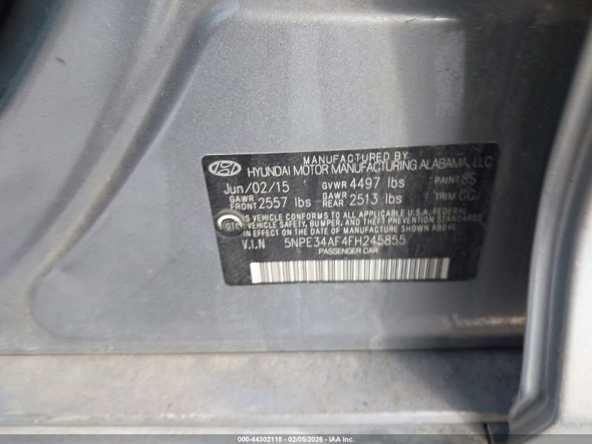 2015 Hyundai Sonata Sport VIN: 5NPE34AF4FH245855 Lot: 44302118