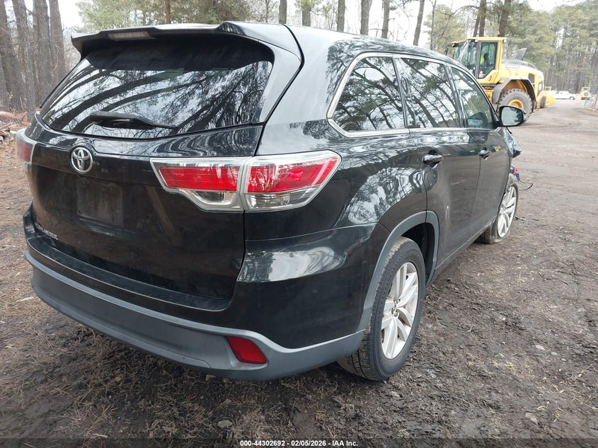 Vin: 5tdzarfh6gs020122, lot: 44799072, toyota highlander le 20164