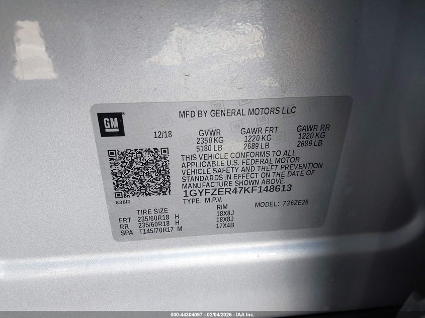 2019 Cadillac Xt4 Sport VIN: 1GYFZER47KF148613 Lot: 44304097