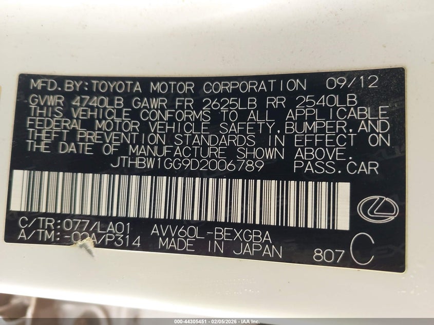 2013 Lexus Es 300H Hybrid #9