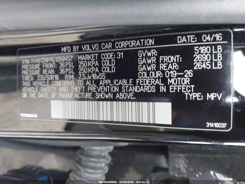 2016 Volvo Xc70 T5 Platinum VIN: YV4612NM1G1268457 Lot: 44305660