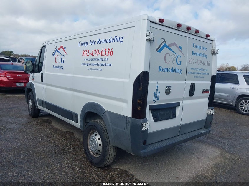 Vin: 3c6trvagxge129996, lot: 44802182, ram promaster 1500 low roof 20163