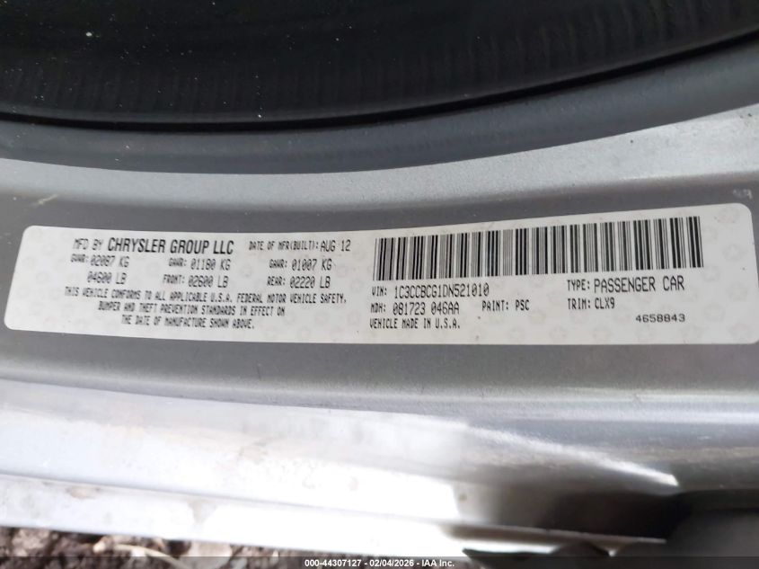 2013 Chrysler 200 Limited VIN: 1C3CCBCG1DN521010 Lot: 44307127