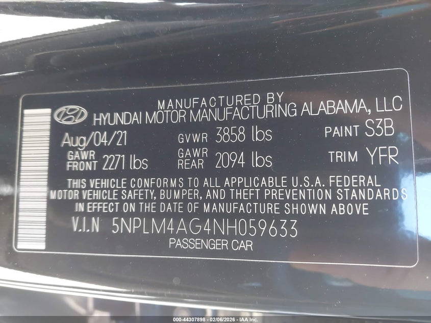 VIN 5NPLM4AG4NH059633 2022 HYUNDAI ELANTRA SEL