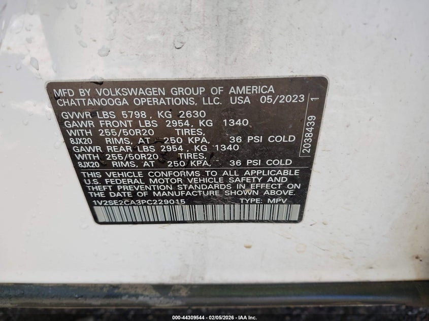 2023 Volkswagen Atlas Cross Sport 3.6L V6 Sel/3.6L V6 Sel R-Line Black VIN: 1V2SE2CA3PC229015 Lot: 44309544