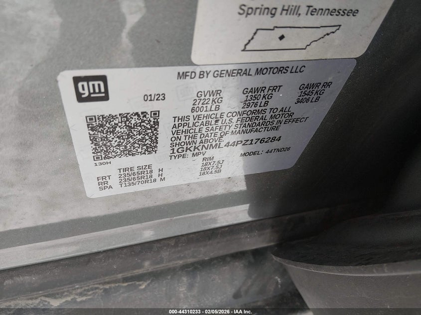VIN 1GKKNML44PZ176284 2023 GMC ACADIA FWD SLT