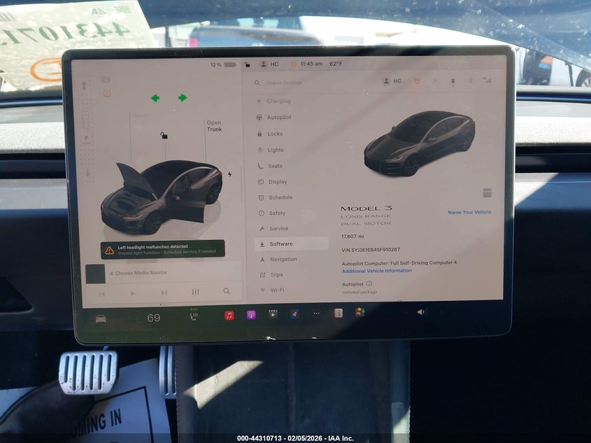 2025 Tesla Model 3 Long Range All-Wheel Drive VIN: 5YJ3E1EB4SF910267 Lot: 44310713