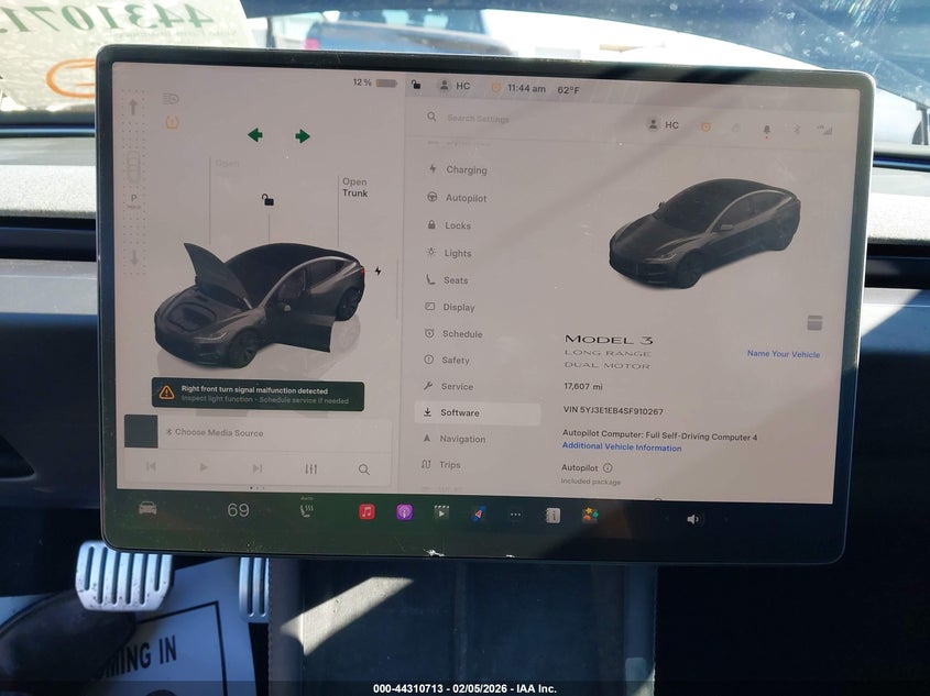 2025 Tesla Model 3 Long Range All-Wheel Drive VIN: 5YJ3E1EB4SF910267 Lot: 44310713