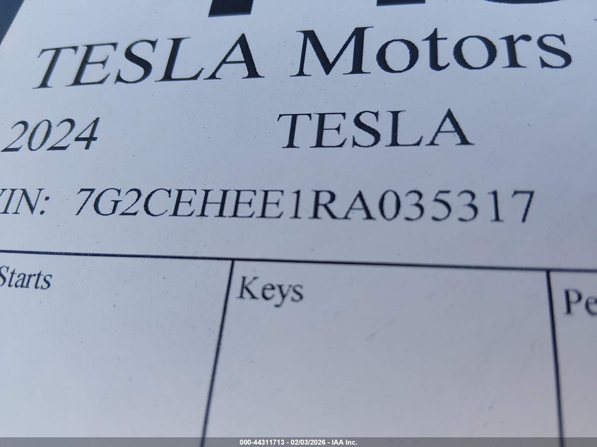 2024 Tesla Cybertruck Cyberbeast VIN: 7G2CEHEE1RA035317 Lot: 44311713