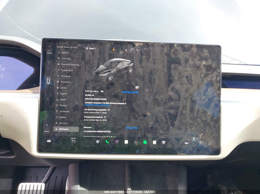 2022 Tesla Model S Dual Motor All-Wheel Drive VIN: 5YJSA1E55NF473367 Lot: 44311851