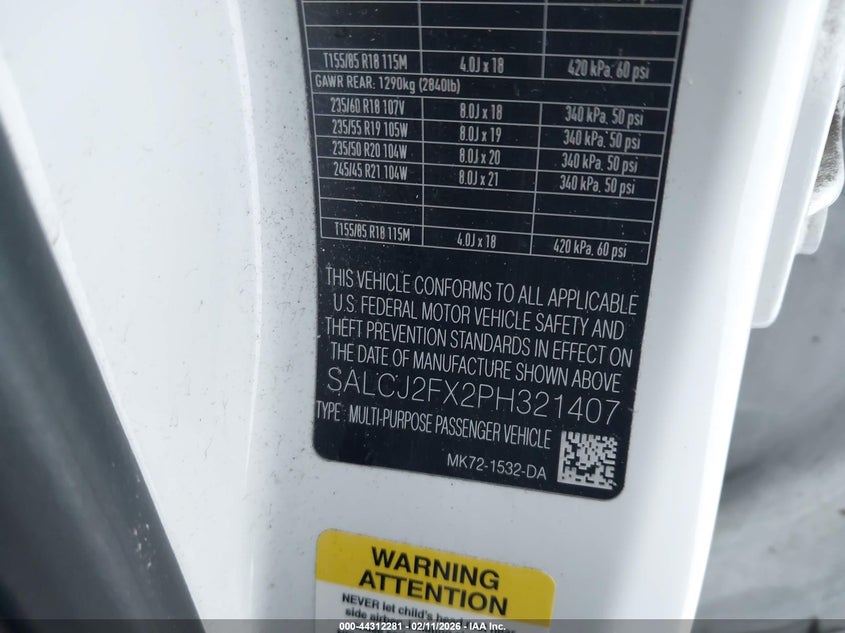 2023 Land Rover Discovery Sport S VIN: SALCJ2FX2PH321407 Lot: 44312281