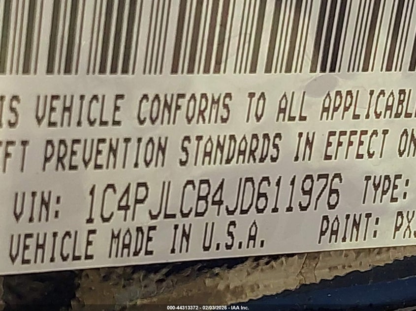 2018 Jeep Cherokee Latitude Fwd VIN: 1C4PJLCB4JD611976 Lot: 44313372