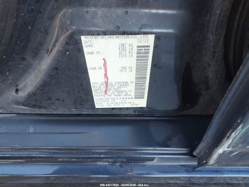 2013 Nissan Altima 3.5 Sl VIN: 1N4BL3AP5DN524448 Lot: 44317628